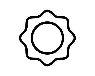 Gıcır gıcır, modern bir sanat simgesi. Dalgalı hatları olan basit bir güneş sembolü, hava durumu uygulamaları, yaz temaları ya da arayüz tasarımı için ideal. Temiz çok yönlü grafik ögesi.