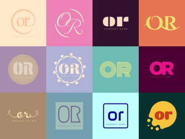 Ya da logo şirketi şablonu. O ve R harfi logoti. Tasarım elemanları ile farklı klasik serif harfleri ve modern kalın metin ayarla. İlk yazı tipi tipografisi. Koleksiyon trend iş kimliği.