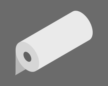 Gri bir arka planda bir rulo kağıdın temiz, minimalist izometrik çizimi. Basitlik, tazelik veya yeni başlangıçlar için mükemmel bir kavram..