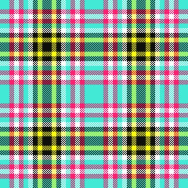 Canlı, modern tartan desenli. Arka plan, tekstil ya da dijital sanat için mükemmel. Karmaşık dokuma detaylarıyla kusursuz renkli bir doku. Giysi veya dekor için kullan.
