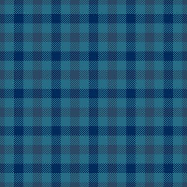 Dikiş desenli ekose arka plan, dikişsiz tekstil kumaşı. Piknik örtüsü desenli taşıyıcı kumaşı cyan ve mavi renk paletinde kontrol et.