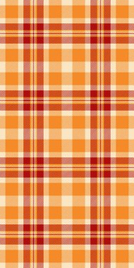 Sıcak portakallar ve kırmızılar içinde canlı sonbahar ekoseli desen. Hatalı temalı tasarımlar, tekstil baskıları, web sitesi geçmişi veya mevsimsel markalaşma için mükemmel.