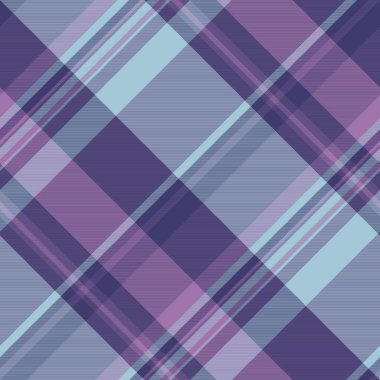 Latin ekose vektör geçmişi, minimalist tekstil tartan. Yumuşak kumaş deseni menekşe ve açık renk paletinde pürüzsüz.