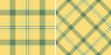 Zarif pastel sarısı ve adaçayı yeşili ekose desenler. Tekstil, web siteleri ya da ambalaj için çok yönlü tasarım seçenekleri sunan iki kusursuz doku.