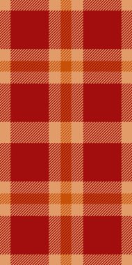 Sıcak kırmızı ve turuncu renklerde canlı sonbahar ekoseli desen. Düşen tasarımlar, tekstil ve mevsimlik markalaşma için mükemmel..