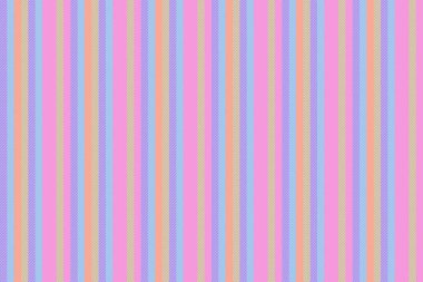 Seren, pürüzsüz desen kumaş, pis, dikey şerit vektör. Canlı oda dokusu tekstil arkaplan çizgileri pembe ve cyan renk paleti ile.