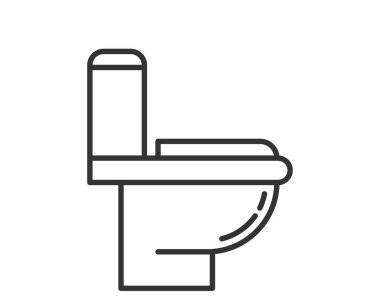 Minimalist tuvalet ikonu, temiz çizgi sanat tarzı. Banyo tasarımı, su tesisatı ya da hijyen kavramları için resimli bir sembol. Web, uygulamalar, bilgi grafikleri için çok yönlü.