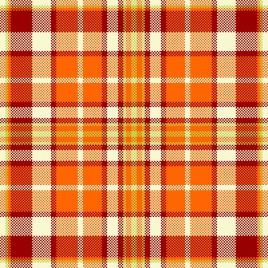 Sıcak sonbahar ekose deseni. Rustik piksel sanat dokusu, arka planlar, tekstil ve dijital tasarım projeleri için uygun, rahat, el yapımı bir his gerektiriyor..