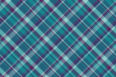 Teal ve mor ekose desenli arka plan. Tekstil, giysi tasarımı ya da arka planlar için çok yönlü. Klasik, şık ve rahat bir havayı çağrıştırıyor..