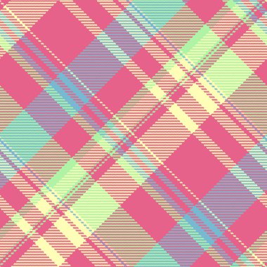 Renkli ekose desenli. Tekstil, giyim ve grafik projeleri için pembe, mavi, yeşil ve sarı renklere sahip kusursuz bir tasarım. Arka plan için mükemmel..