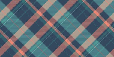 Dilsiz deniz mavisi, mercan ve bej renklerinde çapraz ekoseli desenler. Tekstil tasarımı, web sitesi geçmişi veya modayla ilgili projeler için mükemmel.