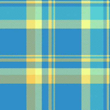 Pikselleşmiş ekose desenli, serin mavi, sarı ve yeşil tonlarda. Geçmişler, tekstil ve dijital sanat projeleri için uygun geçmişe dönük, klasik estetik.