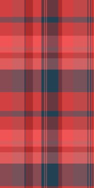 Tattersall desen kontrol dokusu, güzel tekstil vektör ekoseli. Kırmızı ve cyan renk paletinde çoklu renksiz kumaş arkaplanı.