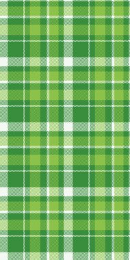 Yaş kontrolü, tartan dokusu, kumaş kumaşı, dikişsiz. Yeşil ve beyaz renk paletinde tekstil arka plan vektörü çapraz.