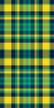 Yumuşak doku ekose kontrolü, zor tekstil tartan deseni. Çağdaş arkaplan vektörü parlak ve koyu renk paletinde dikişsiz kumaş.