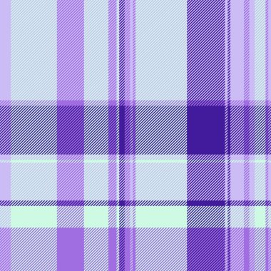 Kumaşsız ekose vektör, çizgili tekstil tartan dokusu. Işık ve menekşe renk paletinde arkaplan kumaş desenini kontrol et.