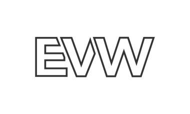 EVW logo tasarım şablonu güçlü ve modern kalın metinlerle. Basit ve minimal tipografi içeren ilk tabanlı vektör logosu. Modayı takip eden şirket kimliği markalar için ideal..