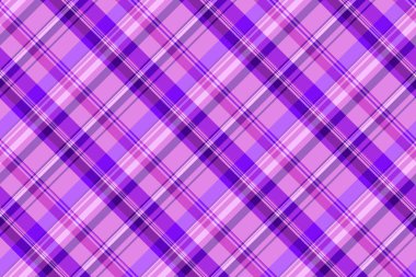 Saflık desenli tekstil arka plan, harika kumaş dikişsiz. Kovboy vektörü mor ve mor renk paletinde tartan dokusunu kontrol et.