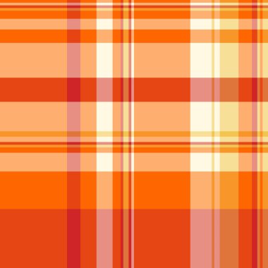 Latin ekose kumaş, katmanlı tartan doku arka planı. Turuncu ve parlak renk paletinde desenli vektör deseni kontrolü kusursuz.
