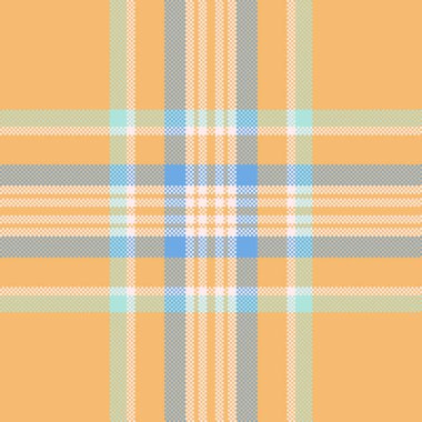 Turuncu, mavi ve yeşil renklerde canlı pastel ekose desenli. Tekstil tasarımı, web sitesi geçmişi veya koleksiyon kitabı projeleri için mükemmel.