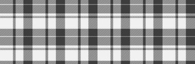 Kadın dokusu vektör kontrolü, bornoz tartan şablonu. Dikey dikişsiz ekose kumaş gri ve beyaz renk paleti.