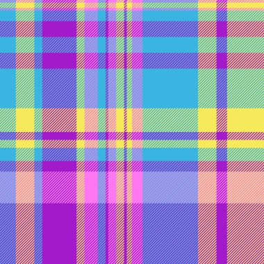 Parlak, renkli ekose desenli arka plan. Canlı renklerde kesişen çizgileri olan tekstil tasarımı. Moda, el sanatları veya dijital sanat projeleri için ideal.