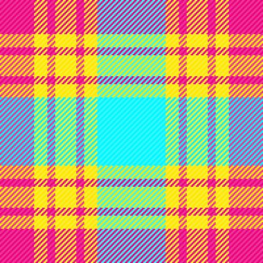 Canlı, neşeli ekose desenli koyu sarı, pembe ve cyan. Moda, tekstil ya da web sitesi geçmişi için mükemmel.