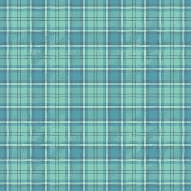 Sıcak kumaş desenli, kusursuz, Şükran Günü arkaplan ekoseli vektörü. Cyan ve gök mavisi renk paletinde fabrika tartan dokuma denetimi.