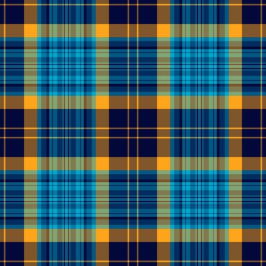 Resim desenli kumaş, grafik vektör tartan arkaplan. Cyan ve mavi renk paletinde halk tekstil kusursuz denetim deseni.