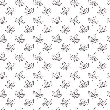 Basit yaprak motiflerinin zarif, pürüzsüz deseni. Tekstil tasarımı, duvar kağıdı, ambalaj ya da web sitesi geçmişi için mükemmel. Minimalist stil tazeliği, doğayı ve büyümeyi çağrıştırıyor..