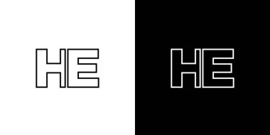 Moda harfi H ve E, He logo tasarım şablonu. Şirket kimliği için asgari monogram tabanlı logotype.