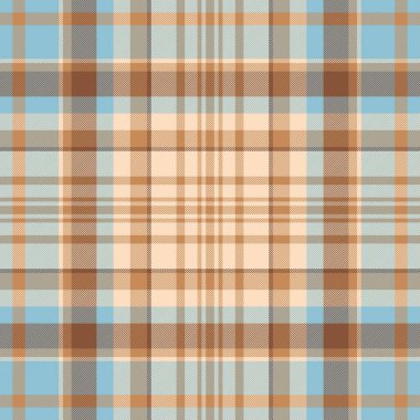 Dengeli mavi, bej ve kahverengi renkli klasik tartan deseni. Kalıtımını, geleneğini ve rahat tarzını temsil ediyor. Arkaplan, tekstil ve tasarımlar için ideal.