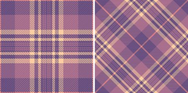 Zarif mor ve bej ekose desenler. Moda, tekstil tasarımı, ev dekorasyonu ve web sitesi geçmişi için ideal çok yönlü dikişsiz dokular.