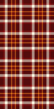 Ekoseli kumaş kontrolü, nostaljik kumaş vektör deseni. Kırmızı ve bej renk paleti ile güzel desenli, dikdörtgen arkaplan.