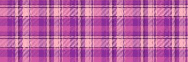 Hediye kartı dokusu vektör kontrolü, İngiltere kumaş deseni. Kurdelesiz arka plan ekoseli mor ve açık pembe renk paleti.