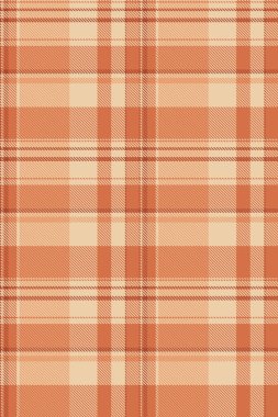 Baba kusursuz tartan arka plan, tatil desenli ekose desen. Saf tekstil kumaşı turuncu ve açık renk paletinde vektörü kontrol et.