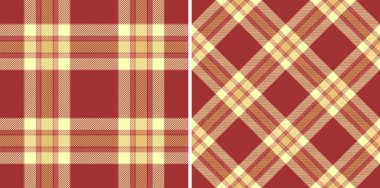 Sıcak kırmızı ve krema renginde iki kusursuz sonbahar ekose deseni. Tekstil tasarımı için mükemmel, Falltemalı projeler, ya da tasarımlarınıza kırsal bir dokunuş eklemek.