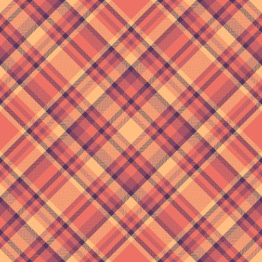 Mercan, şeftali ve mor tonlarında ılık ekoseli desen. Klasik, çok yönlü tasarım tekstil, arkaplan veya grafik projeleri için mükemmeldir..