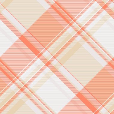 Yumuşak mercan, bej ve beyaz renkte soyut çapraz ekoseli desen. Zarif ve modern tasarım, tekstil, web sitesi arka planı veya kırtasiye için ideal.