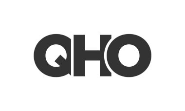 QHO logo tasarım şablonu güçlü ve modern kalın metinlerle. Basit ve minimal tipografi içeren ilk tabanlı vektör logosu. Modayı takip eden şirket kimliği markalar için ideal..