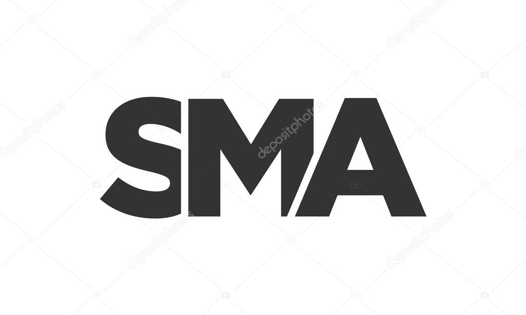 SMA logo design template with strong and modern bold text. Initial based vector logotype featuring simple and minimal typography. Trendy company identity ideal for businesses brand presence.