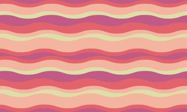 Pastel pembe, mercan ve mor renkte soyut dalgalı çizgiler neşeli ve pürüzsüz bir desen oluşturur. Geçmiş, tekstil ya da web sitesi tasarımı için ideal olması, neşe ve nostalji duygularını çağrıştırıyor.