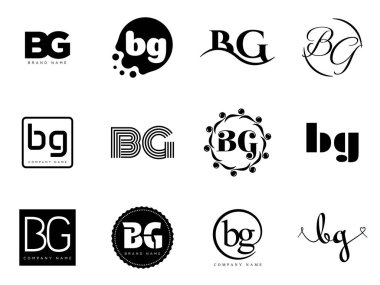 BG logo şirketi şablonu. B ve G logoti harfleri. Tasarım elemanları ile farklı klasik serif harfleri ve modern kalın metin ayarla. İlk yazı tipi tipografisi. Koleksiyon trend iş kimliği.