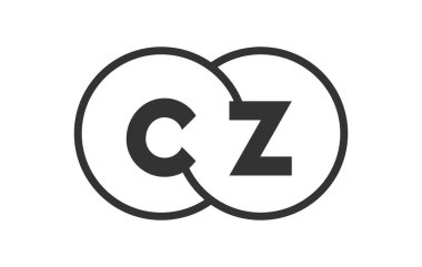 CZ şirket amblemi ana hatları yuvarlak ve c z harfleriyle. Marka kimliği için birleşmiş iki dairenin logo şablonu, logotip. Vektör Sonsuzluk sembolü ve teknoloji işareti.