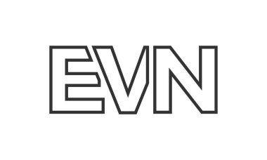 EVN logo tasarım şablonu güçlü ve modern kalın metinlerle. Basit ve minimal tipografi içeren ilk tabanlı vektör logosu. Modayı takip eden şirket kimliği markalar için ideal..
