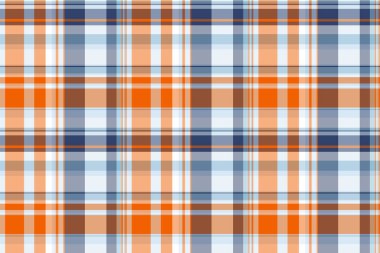 Klasik dikişsiz ekose vektör, satış tekstil şablonu. Kumaş kumaş arka plan deseni turuncu ve açık renk paleti ile tartan.