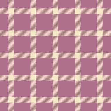 Leylak ve bej renkte klasik tartan tasarımı. Geçmişler, tekstil ve grafik elementler için çok yönlü bir model. Zamansız, uyumlu ve şık..