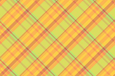 Bebek arkaplan kumaş vektörü, gelişim modeli, tekstil dikişsiz. Turuncu ve sarı renk paletiyle muhteşem desenli tartan ekosesi..