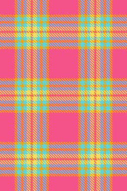 Canlı pembe, turuncu ve turkuaz ekose desenli. Tekstil tasarımı, moda, ambalaj ya da web sitesi geçmişi için mükemmel. Enerjiyi ve eğlenceyi çağrıştıran neşeli, yaz tasarımı..