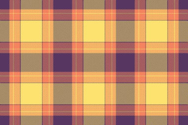 Sıcak sarı, turuncu ve mor renklerde canlı sonbahar ekoseli desen. Tekstil tasarımı için mükemmel, Falltemalı projeler, ya da tasarımlarınıza samimi bir tarz eklemek için.